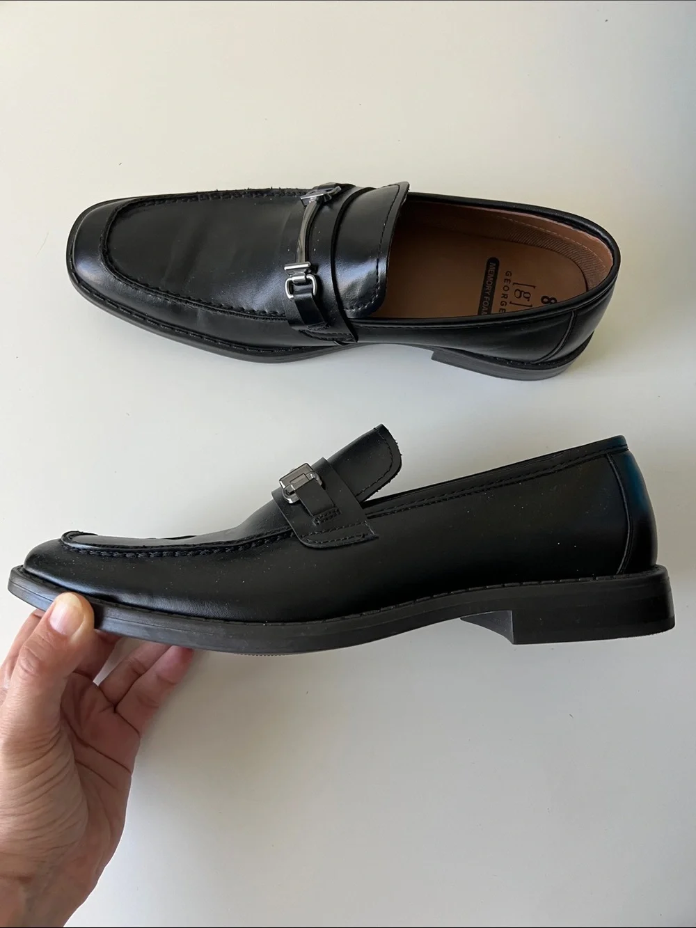 George Men's Jackey Black Slip-On Loafers with Metal Bit 8